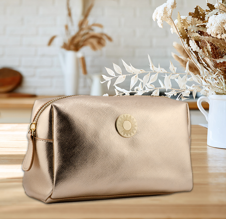 Clientele Skincare Golden Accessory Cosmetic Bag